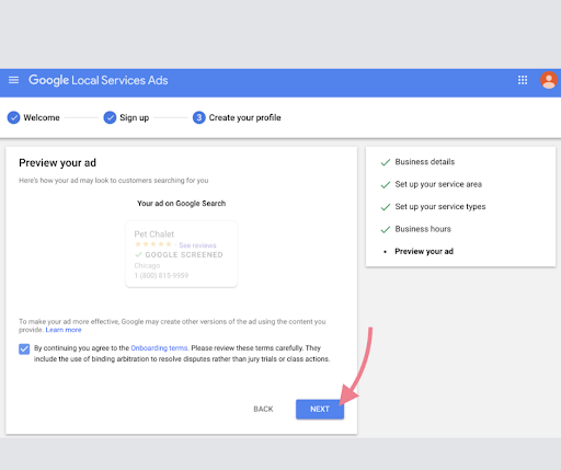 Google Local Service Ads Account Sign Up and Create a Profile