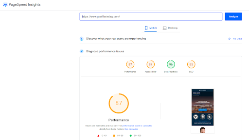 Page Speed After Resolving Issue