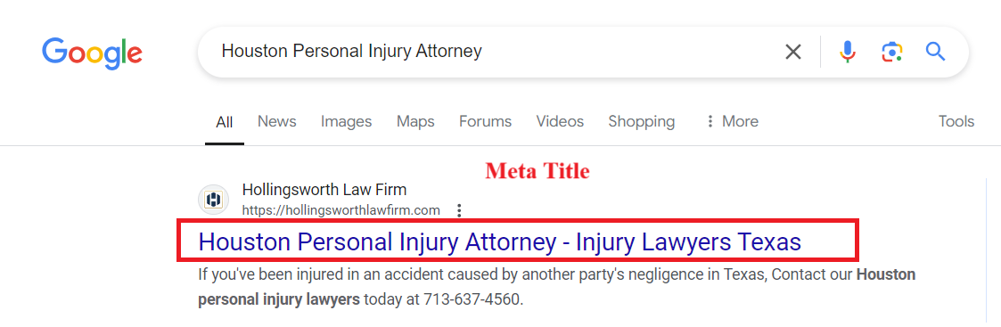 This image helps to know what is Meta Title and where it is shown in Search Engine Result Page.