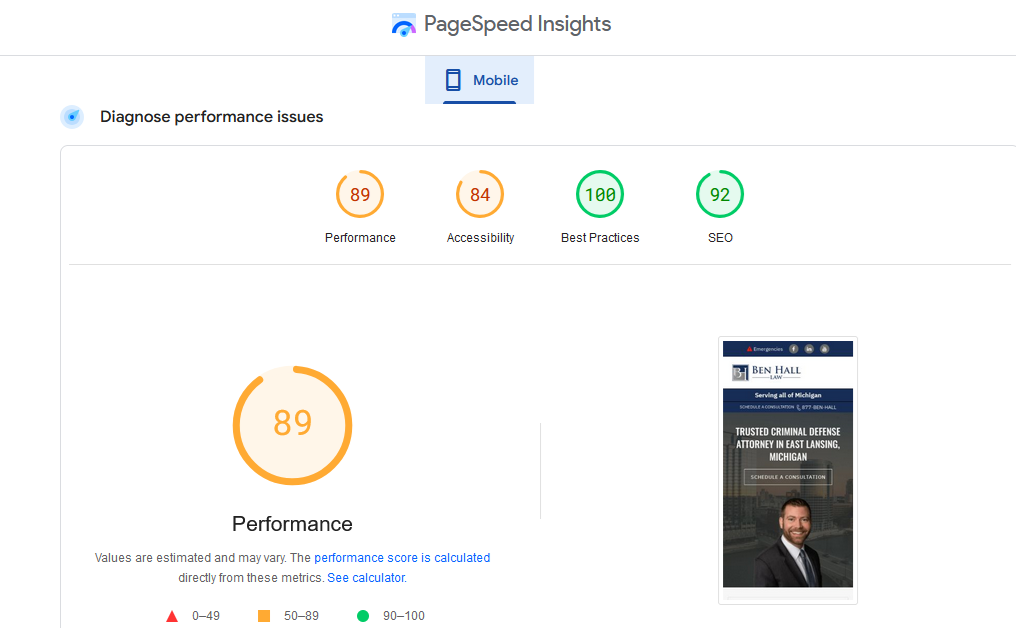 This Image shows the Webiste Mobile Page Speed
