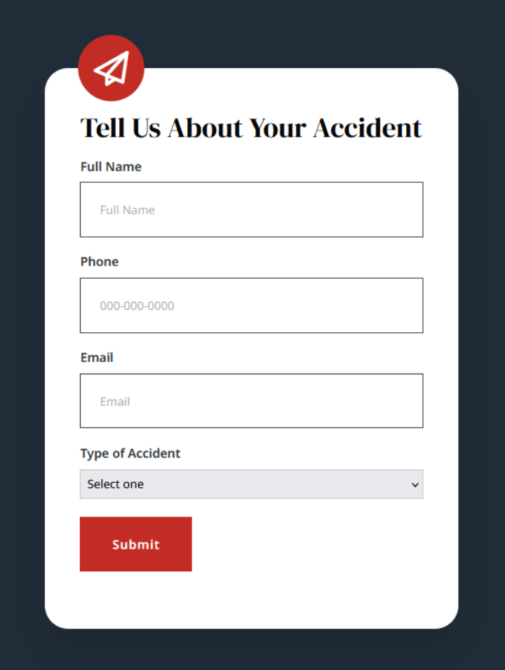Tell Us About Your Accident Section
