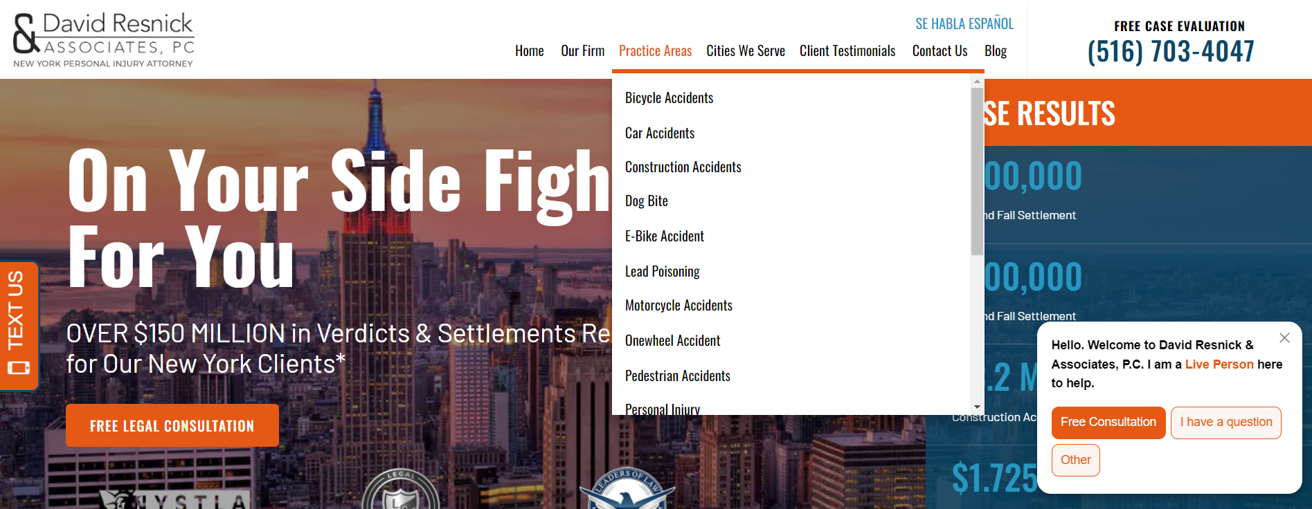 Practice Area Pages Content Creation and Menu Bar
