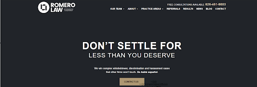 Romero Law Old Website Design