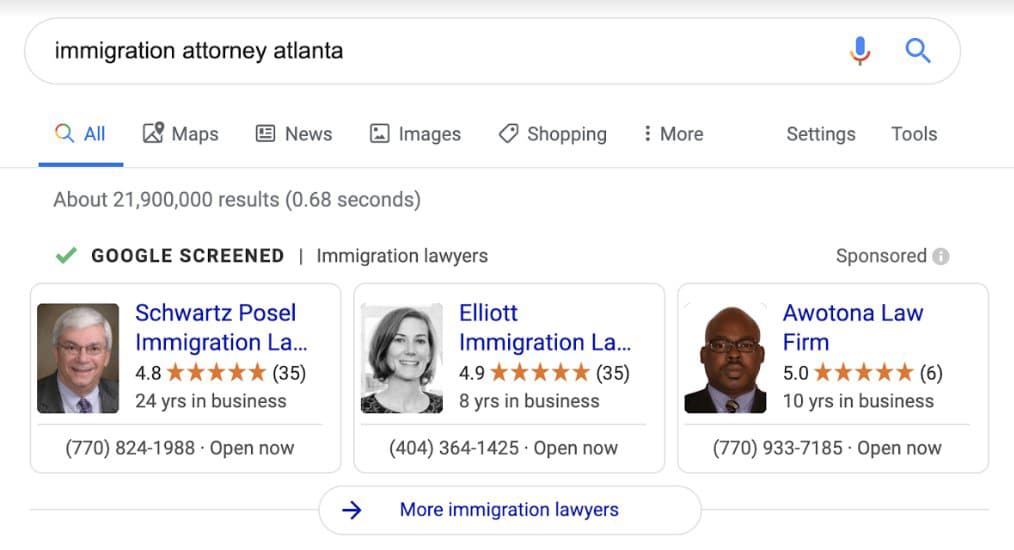 Google’s Screened Results which is the type of Local Service Ads