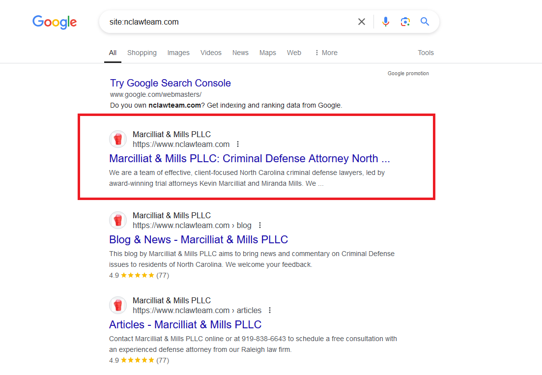 Use “site:” search operator which helps to check the website is indexed or not.