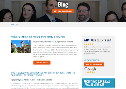 This image shows the Blog Pages Content and the Content Creation