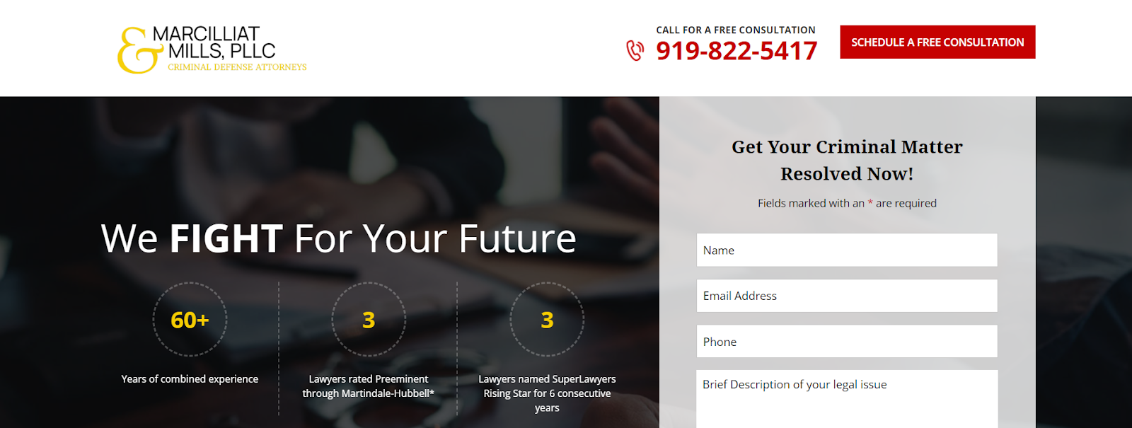 Criminal Defense Firms PPC Landing Page