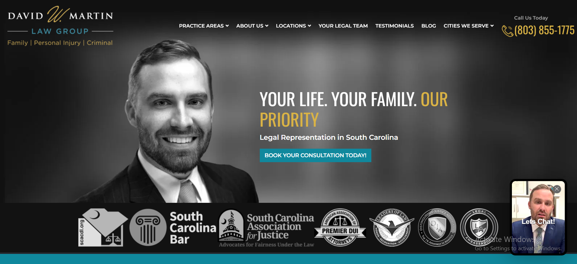 Webiste Navigation Bar for the David W. Martin